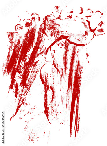 Konstfotografi 3D red blood drips isolated on transparent background , ideal for horror and Hal