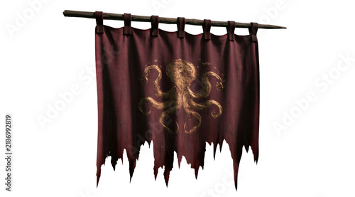 Weathered Burgundy Medieval Banner