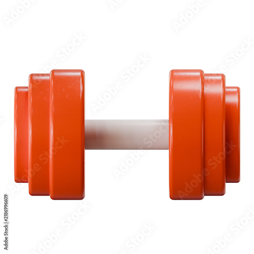Konstfotografi 3D Orange and White Dumbbell for Fitness and Gym Branding