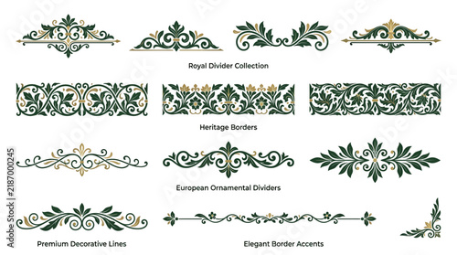 Elegant Decorative Borders and Ornaments, Floral Vintage Design Elements