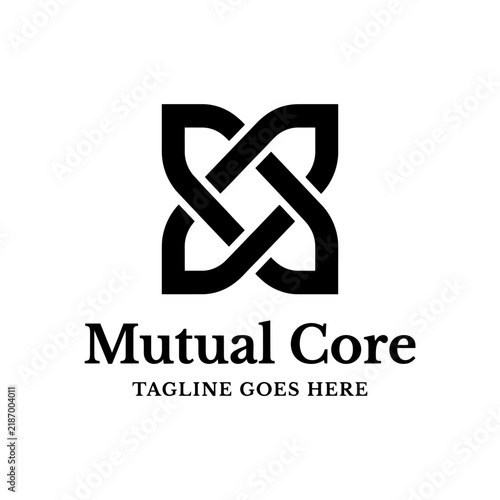 Bold interlocking geometric knot logo.