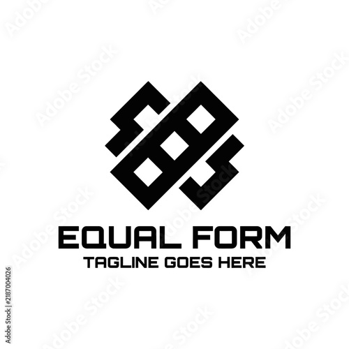Bold interlocking geometric block and chain link logo.