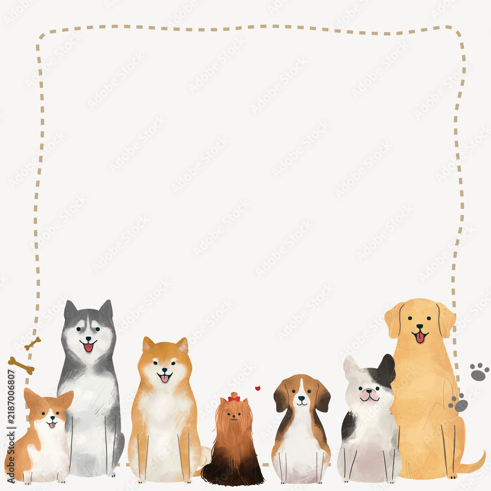Obraz premium Cute dog border, beige background
