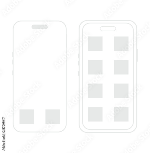 Minimal Dual Smartphone UI Mockup with App Screen Layout