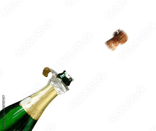 Champagne Bottle Popping Cork With Dramatic Splash Celebrating Party Moment And Festive Celebration