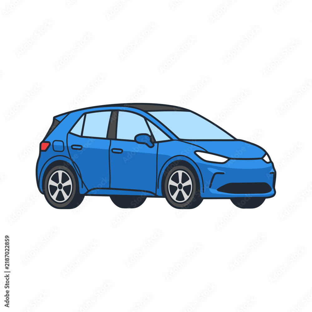 Fototapeta premium Electric Car Flat Vector Icon Isolated on White 