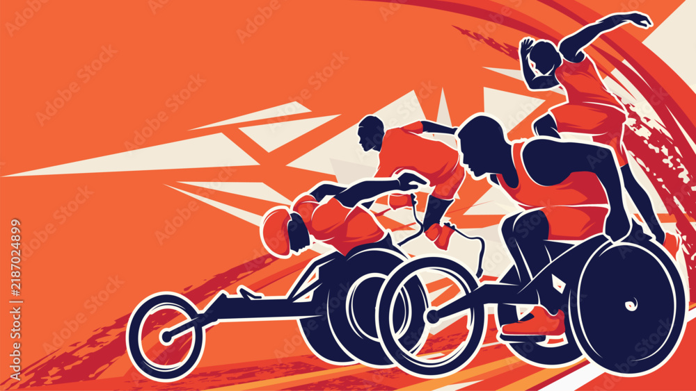 Obraz premium Disability Sports Day Background Vector. Paralympic Sports Games Illustration. Graphic Design for the decoration of gift certificates, banners, and flyer 