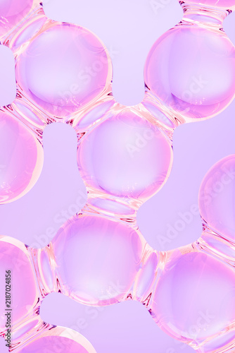 Fotografie Pink and lavender 3D molecular structures representing skin hydration, rejuvenation, repair, and beauty care