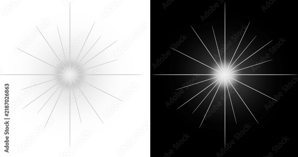Fototapeta premium White starburst light effect isolated on a transparent background