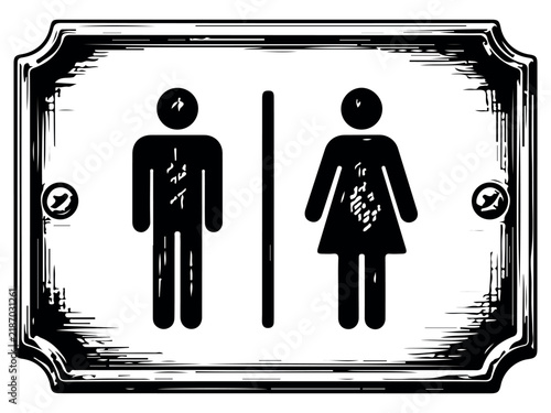 Decorative Vintage Restroom Sign with Male and Female Symbols