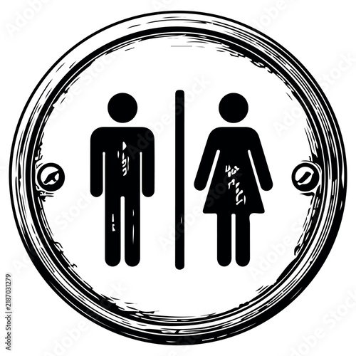 Round Restroom Sign with Male and Female Symbols