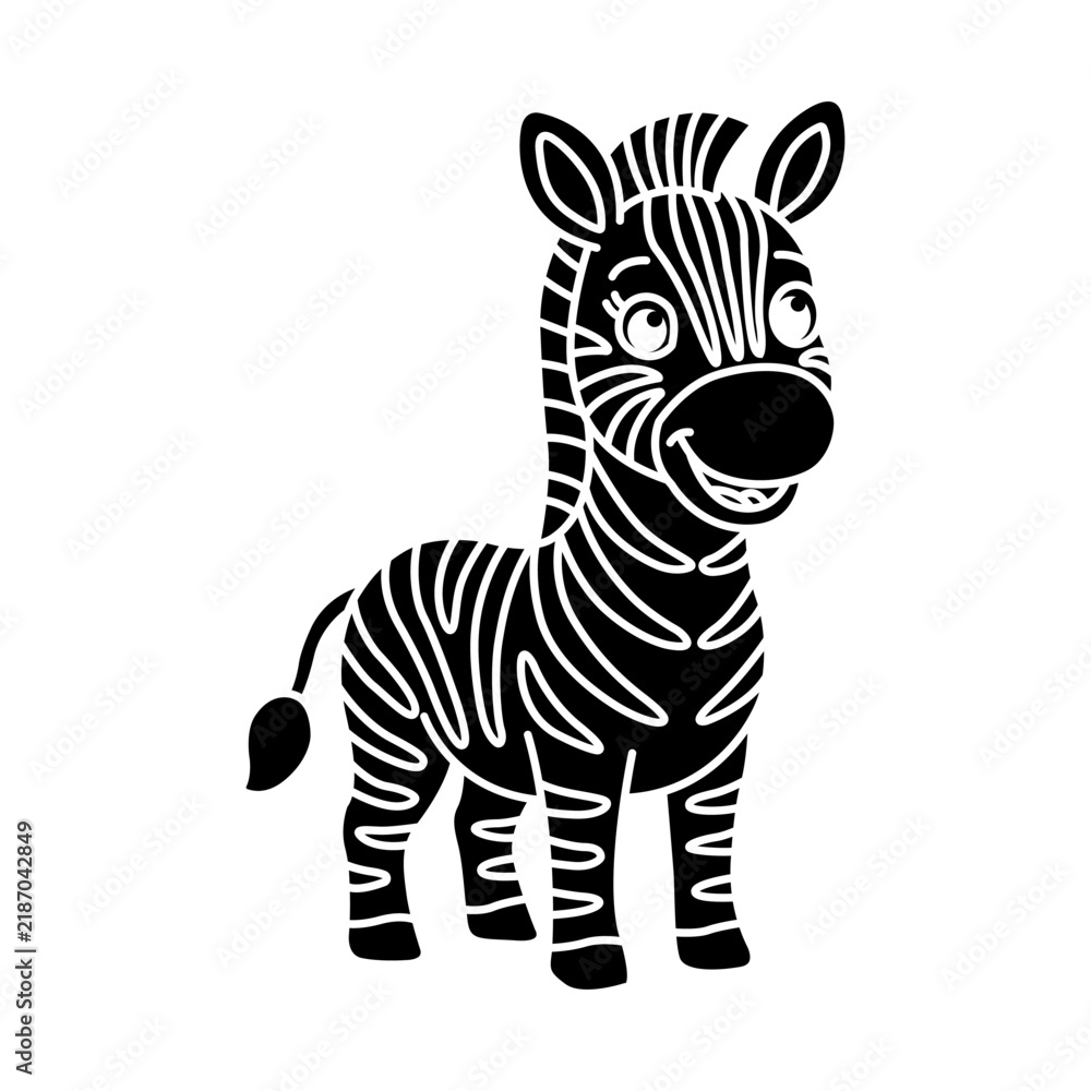 Obraz premium Zebra Coloring Page, Black and White Wild Animal Illustration