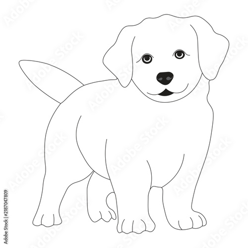Standing Puppy Outline Vector Illustration – Minimalist Cute Dog Line Art for Coloring Page Logo