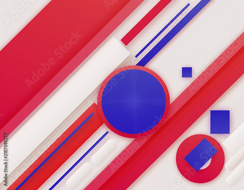 Abstract Geometric Background with Red, White, and Blue Shapes