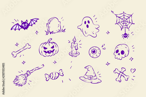 Halloween element collection hand-drawn