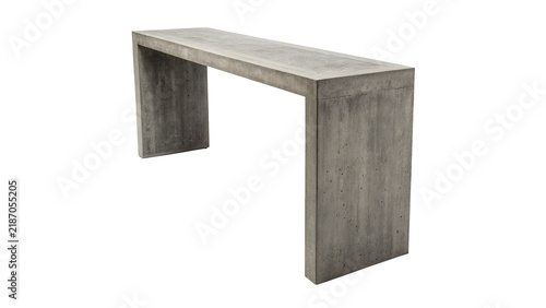 Modern minimalist grey concrete bench outdoor garden furniture asset isolated on transparent background