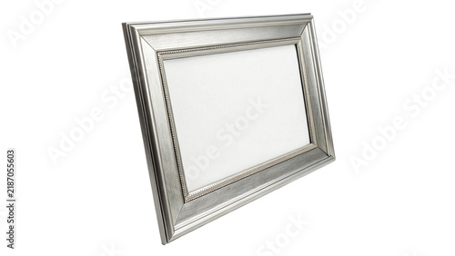 Blank elegant silver picture photo frame layout border template isolated on transparent background