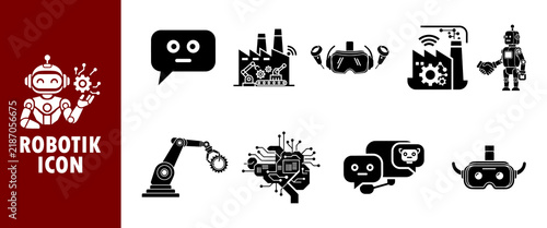 Robot Cyborg icon set. Humanoid robotic icon. Artificial Intelligence concept. Vector illustration.