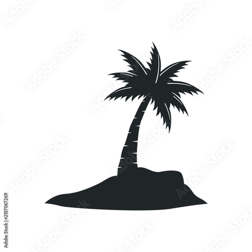 concept with summer beach with palm trees, ocean and sunset beach summer illustration template