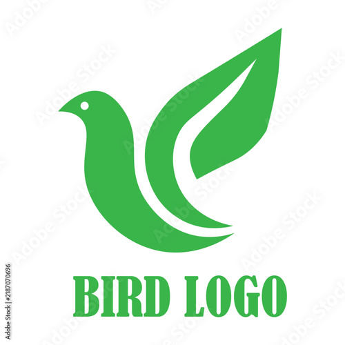 Green Leaf Winged Bird Vector Illustration – Natural Bio Eco Friendly Corporate Brand Identity Logo