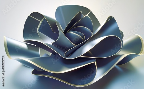 Metallic rose blooms with elegant curves and reflective edges
