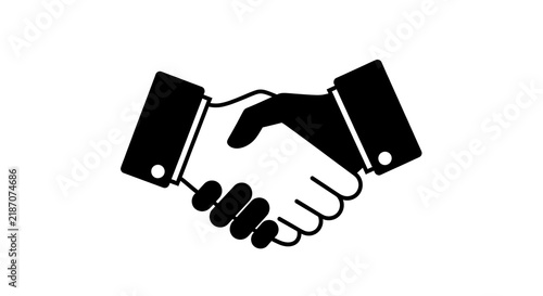 Business handshake icon, professional partnership agreement sign on white background