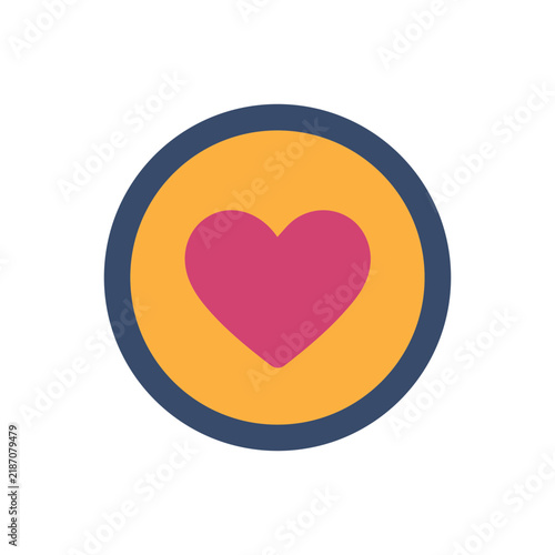 Flat Vector Heart Circle Love Nature Icon