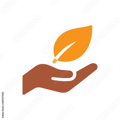 Hand Holding Leaf Environmental Care Vector Icon