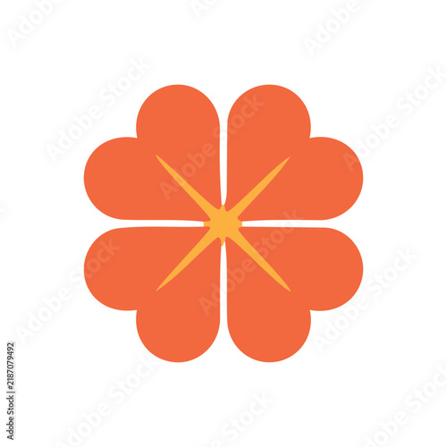 Orange Four Leaf Clover Flower Vector Icon