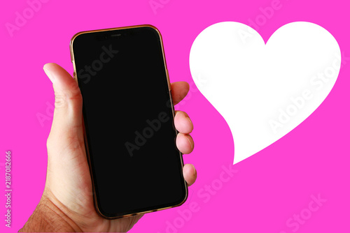 Konstfotografi Mensaje móvil corazón romántico y teléfono flirteo love y enamorar con pantalla