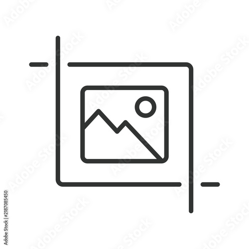 Image cropping and photo editing icon in line design. Image, cropping, photo, editing, graphic, design, photography on white background vector. Image cropping and photo editing editable stroke icon