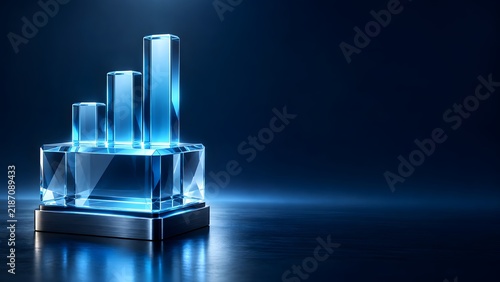 Crystal bar chart on dark background