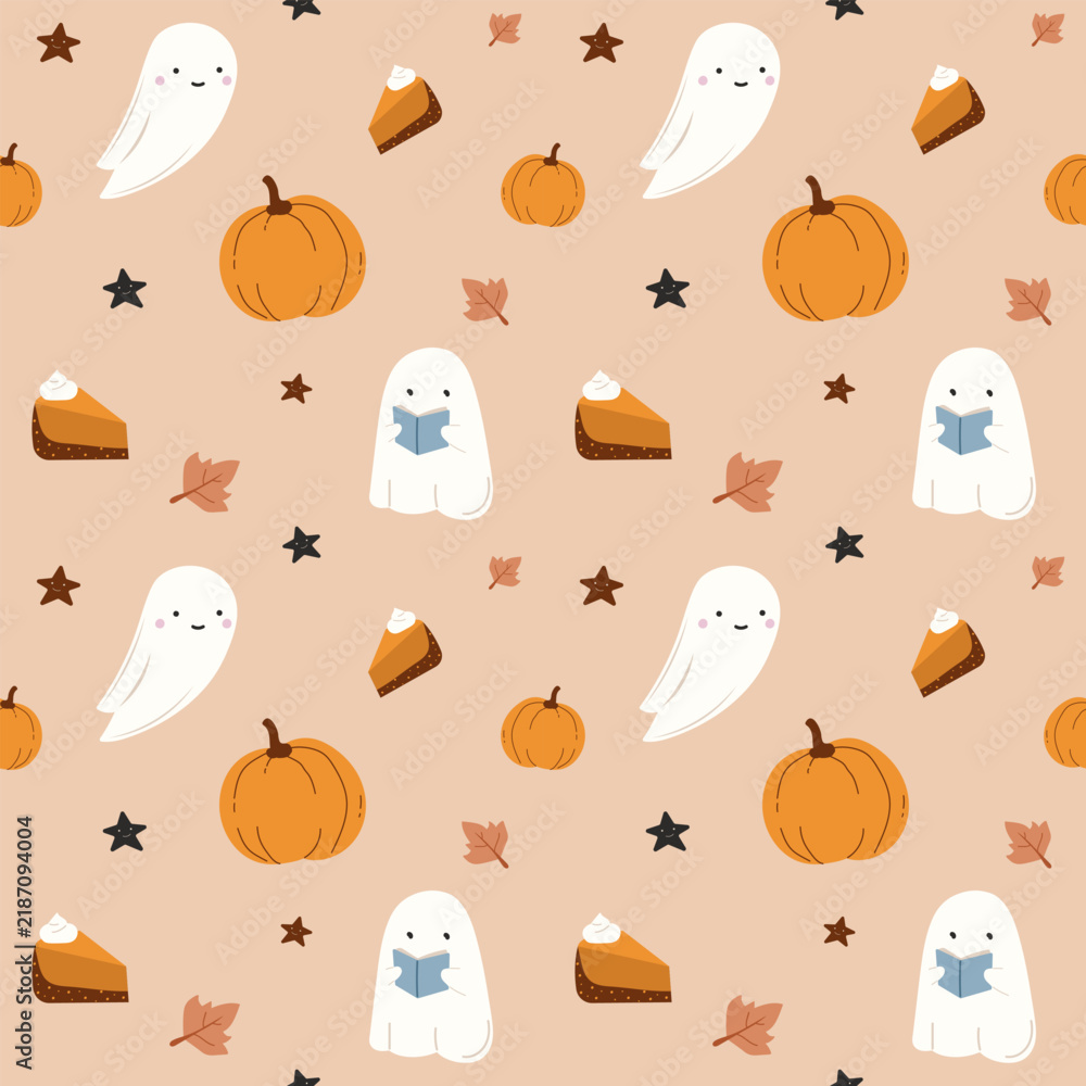 Fototapeta premium Halloween seamless pattern for background, wallpaper, textile print