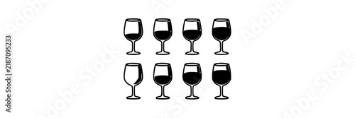 Wine Glasses, Minimalist Icons Set with Simple Design. Elegant Glassware Illustration