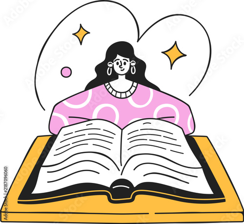 Book Reading Girl Cartoon