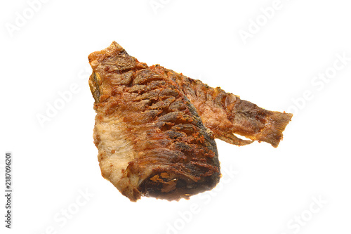 Fried fish isolated on white background