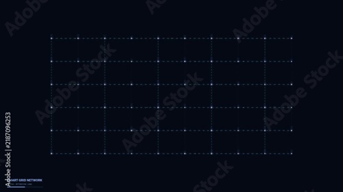 Abstract Smart Grid Network Data Visualization Nodes and Connection Lines