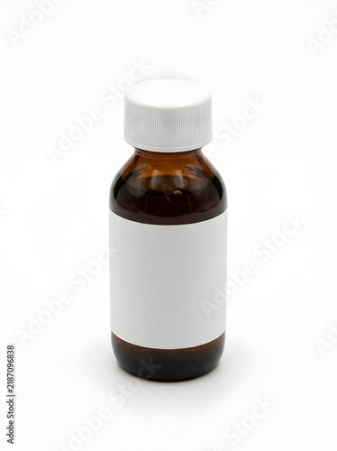 Amber Medicine Bottle on White Background for Pharmaceutical Packaging