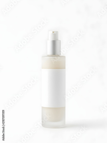 Empty cosmetic pump bottle for skincare or beauty products