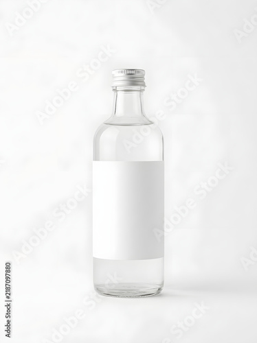 Clear glass bottle on white background for product display