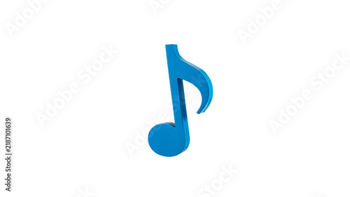 Sleek blue metallic musical eighth note sound icon isolated on transparent background