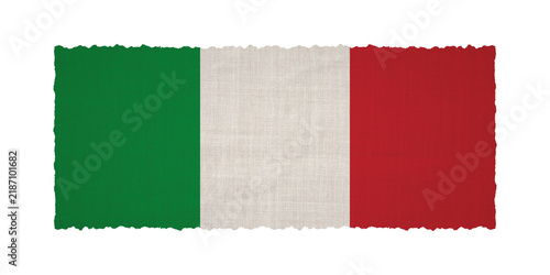 isolated Italy flag woven fabric texture on torn paper background banner