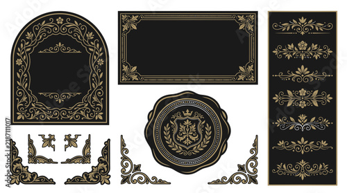 Elegant Ornate Frames and Embellishments, Victorian Design Elements