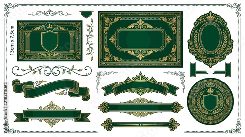Elegant Ornate Emblems and Banners, Vintage Design Elements, Transparent Background