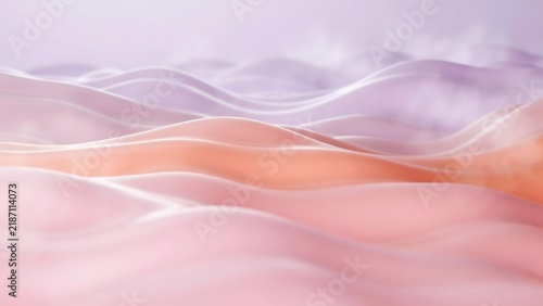 Abstract wave background with pink and purple silk fabric. Soft flowing liquid ripples in pastel colors for cosmetic and beauty branding
