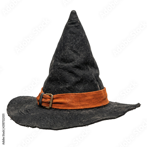 Photography Black Witch Hat with Orange Band.