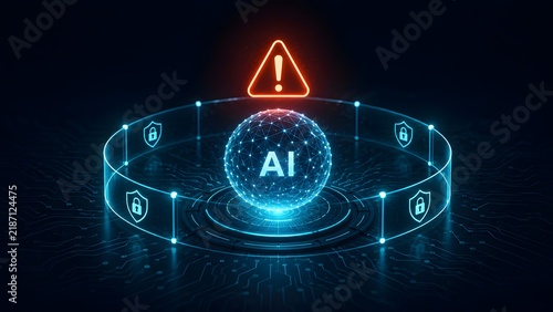 Artificial Intelligence Security Warning Risk And Cyber Threat Concept
