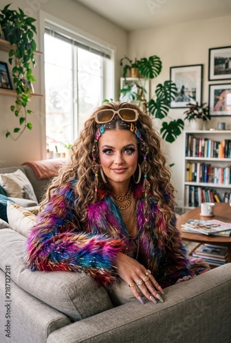 Colorful Fur Coat Portrait