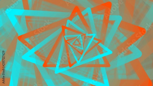 Abstract Neon Triangles Tunnel Rotating and Scaling in Endless Infinite Motion