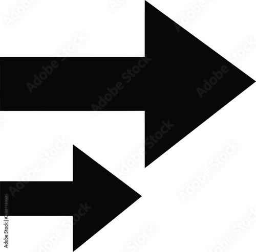 Two sleek black arrows are shown pointing to the right on a clean white backdrop representing direction progress and forward movement ideas